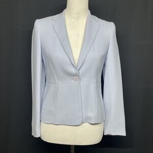 Vtg Grace Essentials Womens 2P Blazer Light Blue Single Breast 1 Button Corpcore